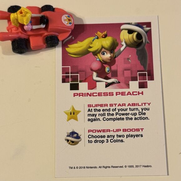 Princess Peach Mario Kart Monopoly Gamer Replacement Piece Token w/ Card 2018 - Picture 2 of 2